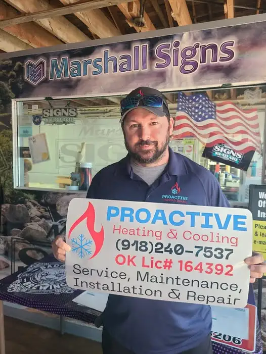 Proactive Heating & Cooling - Licensed HVAC Contractor OK Lic# 164392 Christopher Mann, owner of Proactive Heating & Cooling, veteran-owned HVAC contractor in Claremore Oklahoma
